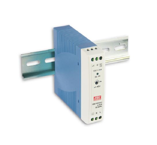 Mean Well Mini DIN sínre szerelhető kapcsolóüzemű tápegység 24VDC 0-1 A 20W (MDR-20-24)
