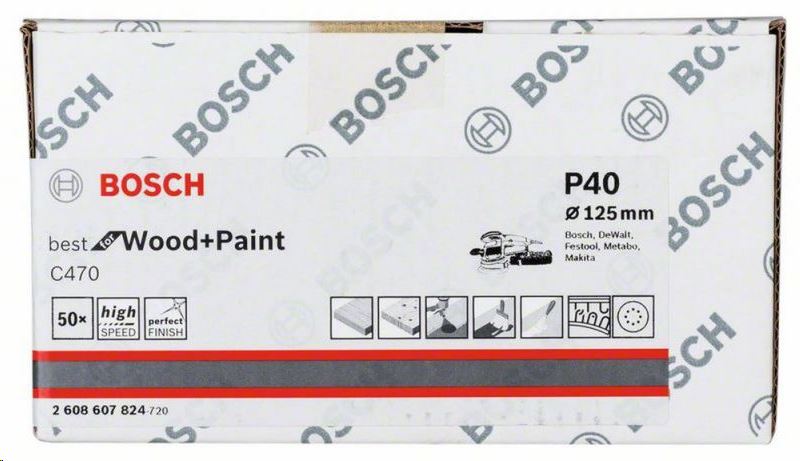Bosch 2608607824 50 db-os C470 csiszolólapkészlet, 125 mm, K40