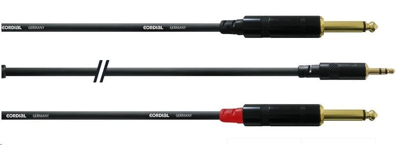 Cordial CFY 1,5 WPP Y-adapter 3.5mm Jack apa -> 2x 6.3mm Jack mono apa