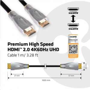 CLUB3D HDMI 2.0 - HDMI 2.0 prémium 4K60Hz kábel, 1m (CAC-1311)