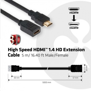 CLUB3D HDMI 1.4 - HDMI hosszabbító kábel, 5m (CAC-1320)