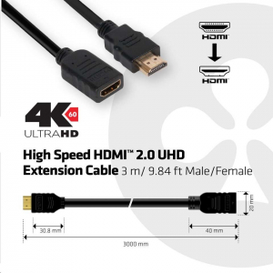 CLUB3D HDMI 2.0 - HDMI hosszabbító kábel, 3m (CAC-1321)