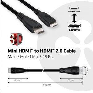 CLUB3D Mini HDMI - HDMI 2.0 kábel, 1m (CAC-1350)