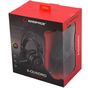 Rampage RM-K2 X-QUADRO  RGB 7.1 Surround mikrofonos fejhallgató fekete (31640)