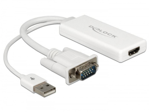 Delock 62460 VGA–HDMI adapter audió funkcióval fehér