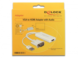 Delock 62460 VGA–HDMI adapter audió funkcióval fehér