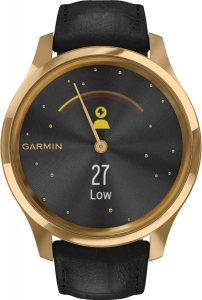 Garmin Vivomove Luxe okosóra fekete-24K arany, fekete dombornyomott bőr szíjjal (010-02241-22)