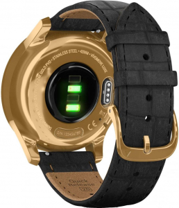 Garmin Vivomove Luxe okosóra fekete-24K arany, fekete dombornyomott bőr szíjjal (010-02241-22)