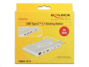 Delock USB-C 3.1 Docking Station 4K 30Hz ezüstszürke (87298)