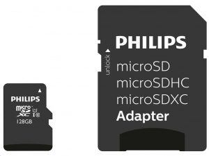 128GB microSDXC Philips CL10 UHS-I U1 + adapter (FM12MP45B/00 / PH666998)