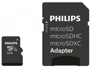 64GB microSDXC Philips CL10 UHS-I U1 + adapter (FM64MP45B/00 / PH666868)