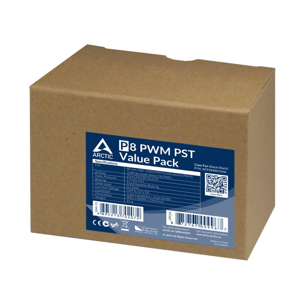 Arctic P8 PWM PST Value Pack ház hűtő ventilátor 8cm (5db) (ACFAN00154A)