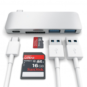 Satechi USB Type-C USB HUB / kártyaolvasó ezüst (ST-TCUPS)