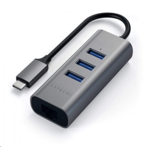 Satechi Aluminium TYPE-C Hub (3x USB 3.0,Ethernet) asztroszürke (ST-TC2N1USB31AM)