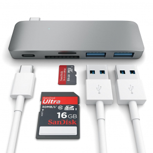 Satechi USB Type-C USB HUB / kártyaolvasó szürke (ST-TCUPM)