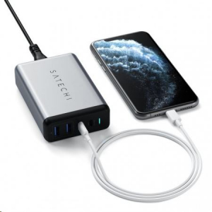 Satechi 75W Dual TYPE-C PD utazó töltő (2x USB-A,1x USB-C PD 18W,1x USB-C PD 60W) asztroszürke (ST-MC2TCAM)