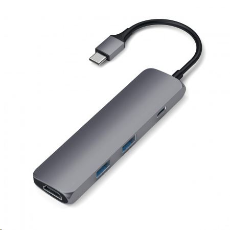 Satechi Aluminum SLIM TYPE-C MultiPort Adapter (HDMI 4K,PassThroughCharging,2x USB 3.0) asztroszürke (ST-CMAM)