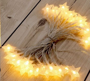 IRIS Csillag alakú fix fényű/6m/meleg fehér/10db LED-es USB-s fénydekoráció  (152-06)