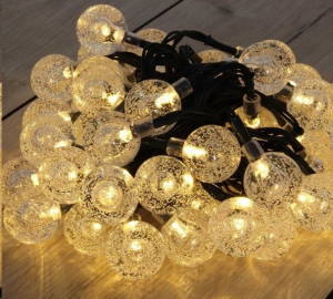 IRIS Buborékgömb alakú 23mm/8 programos/7m/IPX3 szabványos/meleg fehér/50db LED-es/napelemes fénydekoráció  (317-03)