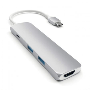 Satechi Aluminum SLIM TYPE-C MultiPort Adapter (HDMI 4K,PassThroughCharging,2x USB 3.0) ezüst (ST-CMAS)