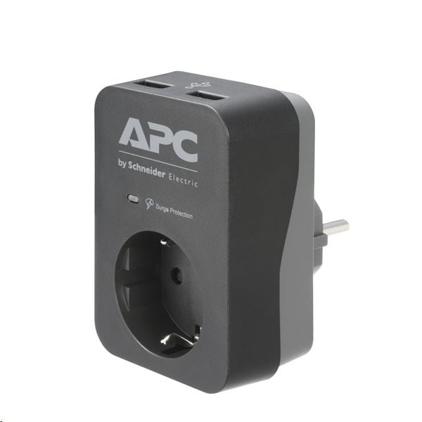 APC Essential SurgeArrest 1 túlfeszültségvédő aljzat 2 USB port fekete (PME1WU2B-GR)