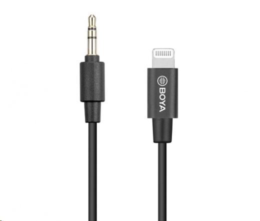 Boya Audio BY-K1 3.5mm TRS jack csatlakozó -> Lightning átalakító kábel 20cm
