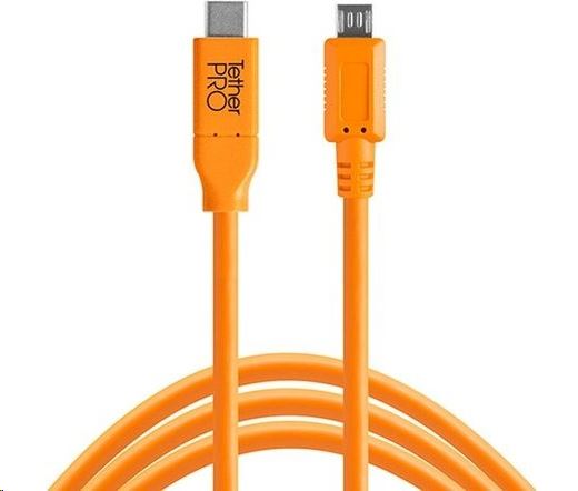 Tether Tools TetherPro USB-C -> 2.0 Micro-B 5-Pin 4.6m kábel narancssárga (CUC2515-ORG)