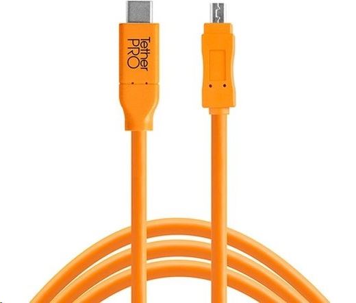 Tether Tools TetherPro USB-C -> 2.0 Mini-B 5-Pin 4.6m kábel narancssárga (CUC2415-ORG)