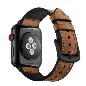 Xpro Apple Watch 42/44mm szilikon/bőr szíj barna  (117640)