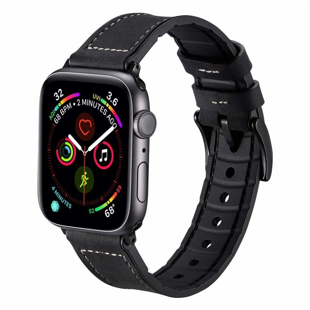 Xpro Apple Watch 38/40mm szilikon/bőr szíj fekete  (117637)
