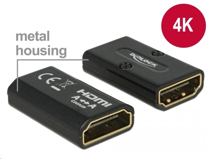 DeLock High-Speed HDMI adapter Ethernet HDMI-A anya > HDMI-A anya 4K kimenet fordítóval fekete (65659)