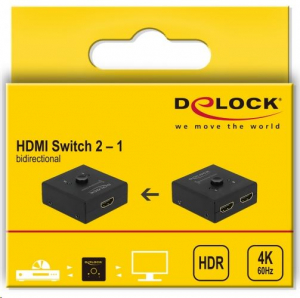 Delock HDMI 2 - 1 kapcsoló kétirányú 4K 60 Hz kompakt (64072)