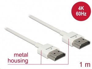 Delock HDMI-kábel Ethernettel - HDMI-A-csatlakozódugó > HDMI-A-csatlakozódugó, 3D, 4K, 1 m, vékony (85122)