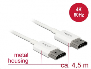 Delock HDMI-kábel Ethernettel - HDMI-A-csatlakozódugó > HDMI-A-csatlakozódugó, 3D, 4K, 4,5 m, vékony (85139)