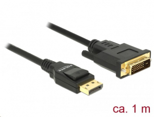 Delock Displayport 1.2 apa > DVI 24+1 apa passzív 1 m kábel fekete (85312)