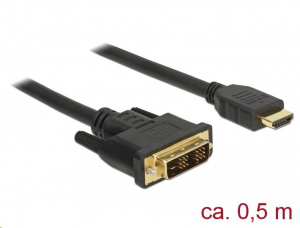 Delock DVI 18+1 csatlakozódugóval > HDMI-A csatlakozódugóval, 0,5 m kábel fekete (85581)