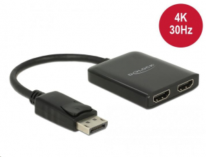 Delock Displayport 1.2-es elosztó 1 x Displayport-bemenet > 2 x HDMI-kimenet 4K 30 Hz (87720)