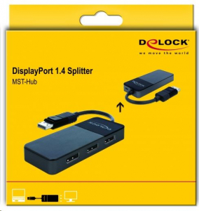 Delock DisplayPort 1.4-es elosztó 1 x DisplayPort-bemenet > 3 x DisplayPort-kimenet (87737)