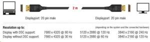Delock DisplayPort kábel 8K 60 Hz 2 m DP 8K tanúsítvánnyal (85660)