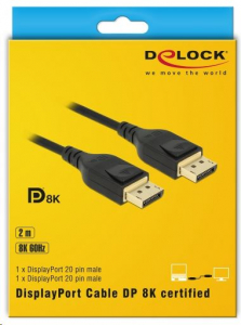 Delock DisplayPort kábel 8K 60 Hz 2 m DP 8K tanúsítvánnyal (85660)