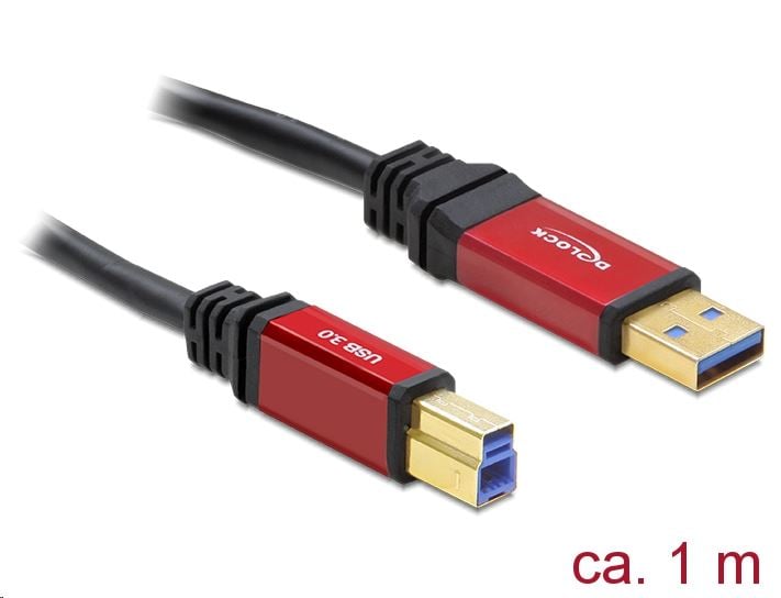 Delock USB 3.0 A típusú csatlakozó > USB 3.0 B típusú csatlakozó 1 m Premium kábel (82756)