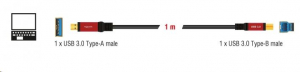 Delock USB 3.0 A típusú csatlakozó > USB 3.0 B típusú csatlakozó 1 m Premium kábel (82756)