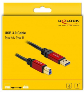 Delock USB 3.0 A típusú csatlakozó > USB 3.0 B típusú csatlakozó 1 m Premium kábel (82756)