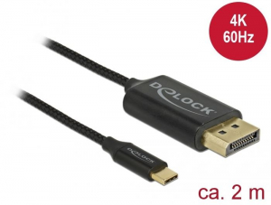 Delock USB-C koax kábel DisplayPort-hoz (DP Alt Mode) 2 m fekete (83710)