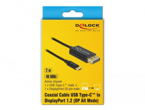 Delock USB-C koax kábel DisplayPort-hoz (DP Alt Mode) 2 m fekete (83710)