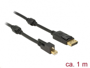 Delock mini Displayport 1.2 csatlakozó csavarral > Displayport csatlakozó 4K 1m kábel (83721)