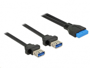 Delock USB 3.0-s csatlakozóhüvellyel ellátott kábel, 2,00 mm, 19 tűs > 2 x USB 3.0 A csatlakozó (85244)