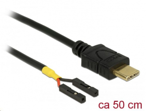 Delock USB Type-C apa > 2 x tüskesori csatlakozó, anya, különálló teljesítmény, 50 cm kábel (85473)