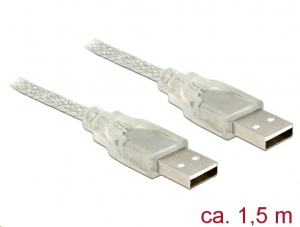 Delock USB 2.0-s kábel A-típusú csatlakozó > USB 2.0-s, A-típusú csatlakozó 1,5 m áttetsző (83888)