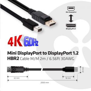 CLUB3D Mini Displayport - Displayport 2m kábel (CAC-2163)